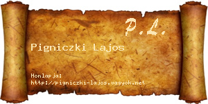 Pigniczki Lajos névjegykártya